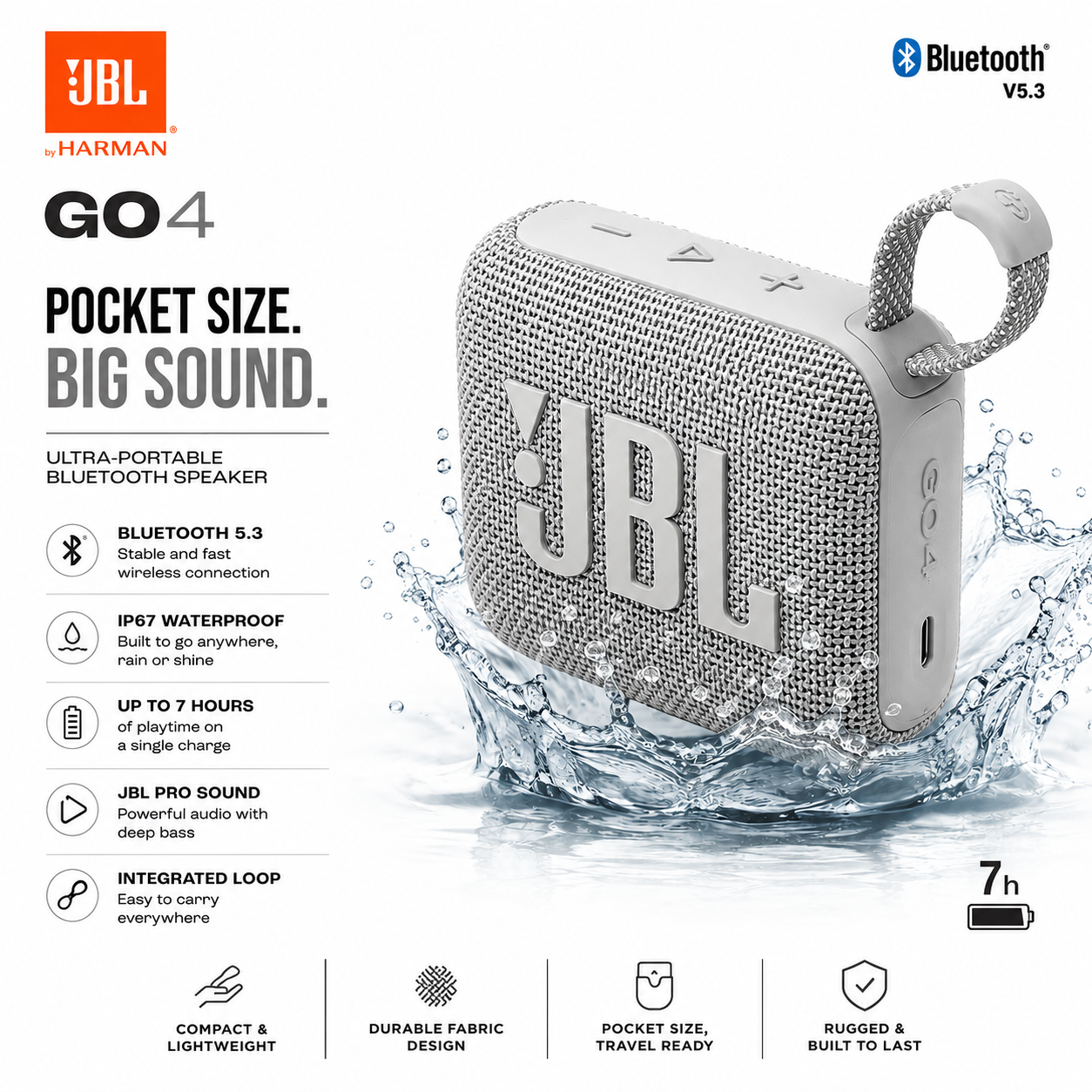 Portable Mini Bluetooth Speaker | Deep Bass Sound | Bluetooth 5.3 | Waterproof