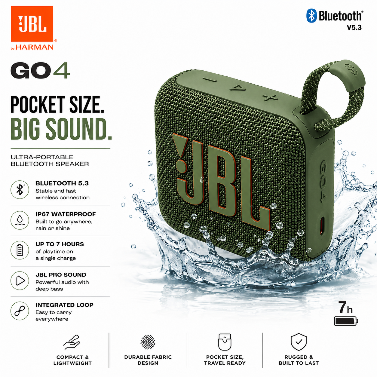 Portable Mini Bluetooth Speaker | Deep Bass Sound | Bluetooth 5.3 | Waterproof