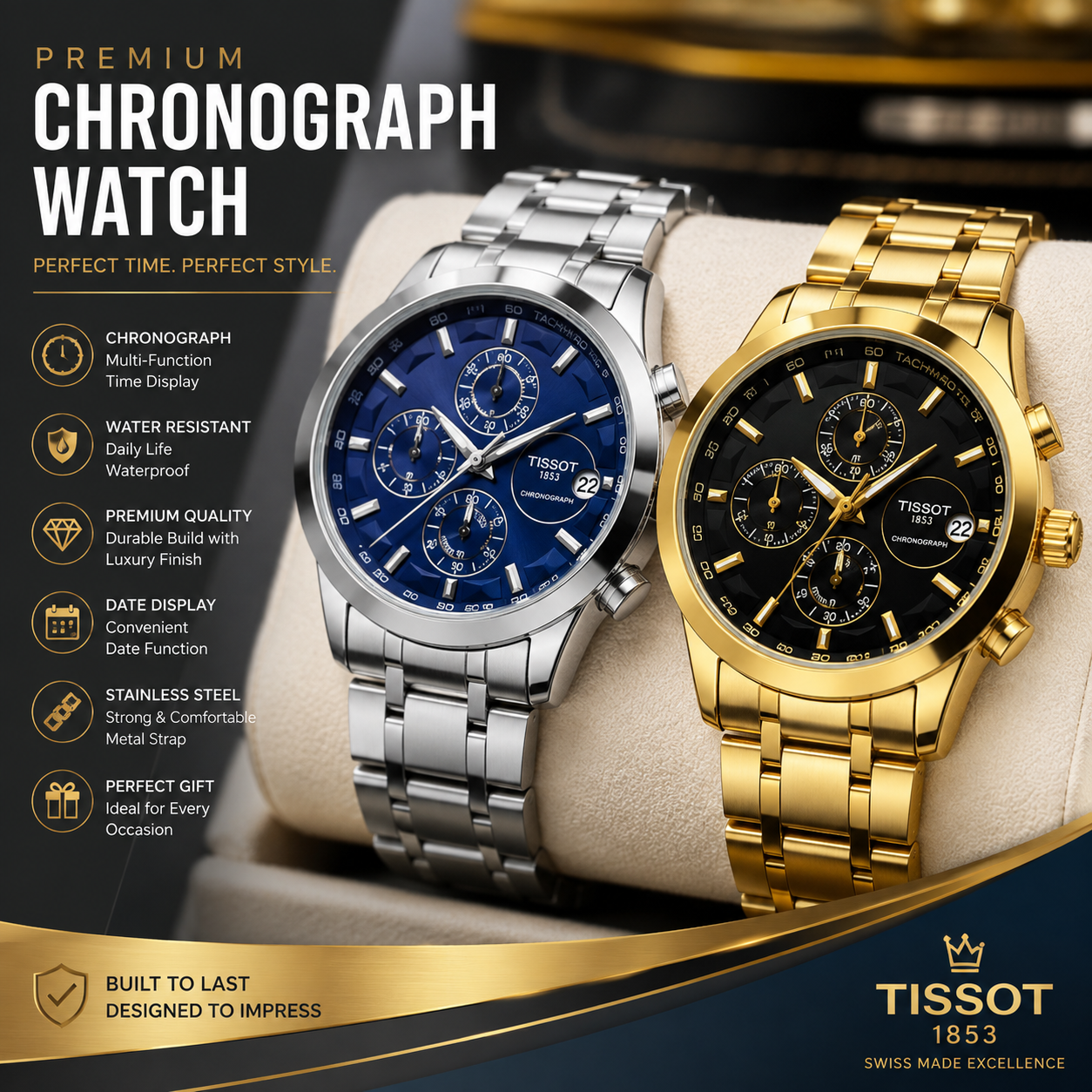 Tissot 1853 Premium Chronograph Stainless Steel Watch