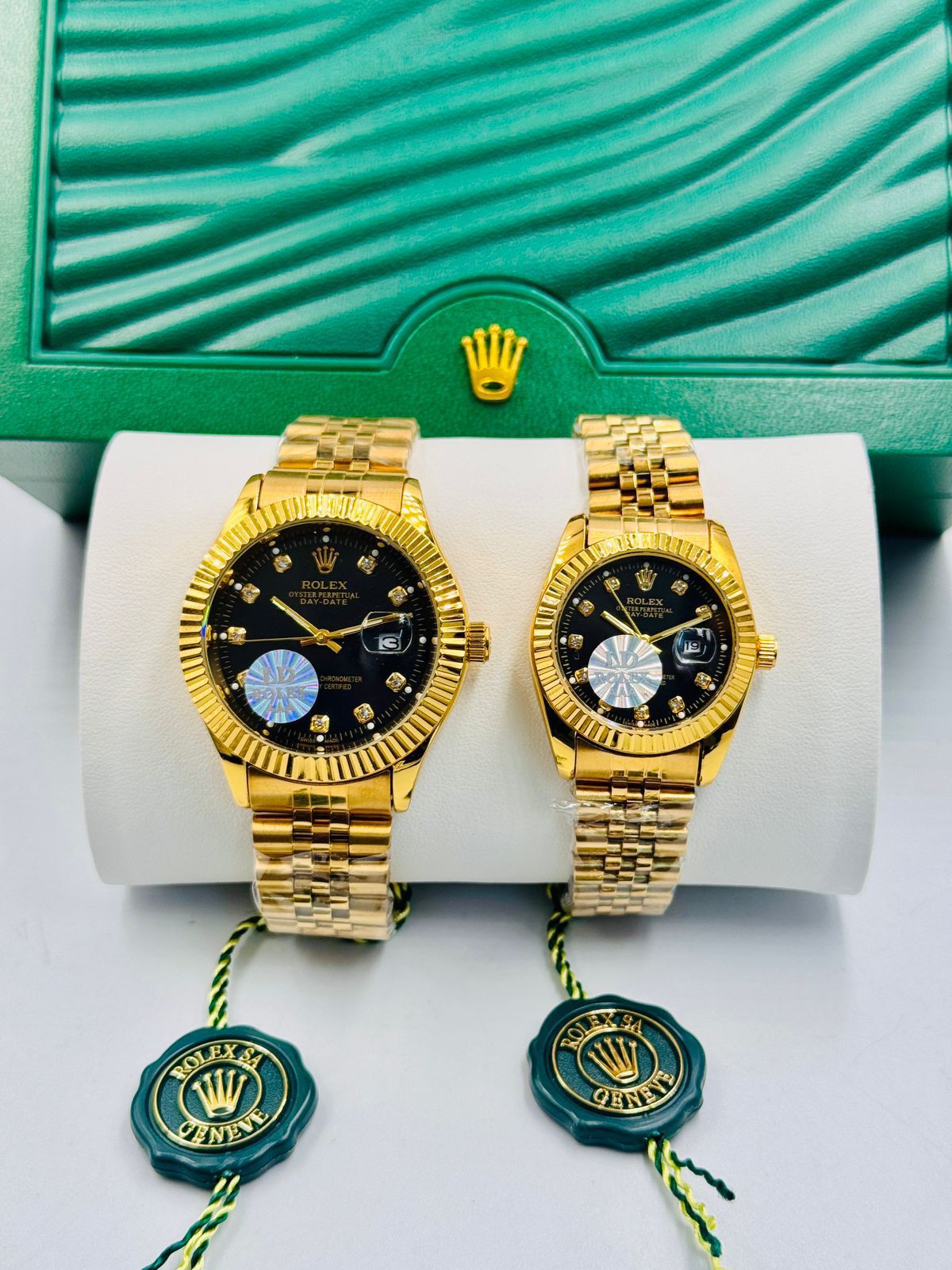 Luxury Couple Watches – Blue Diamond Dial | Premium Two-Tone Stainless Steel Set
