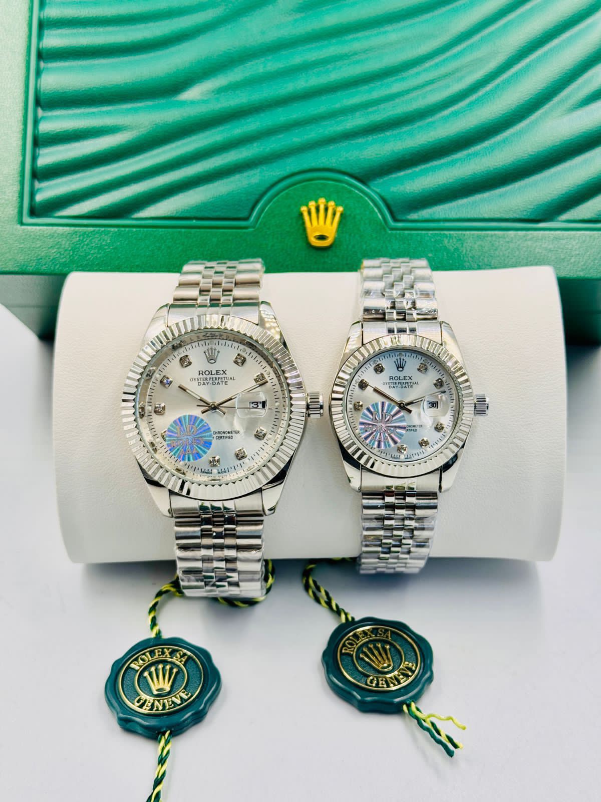 Luxury Couple Watches – Blue Diamond Dial | Premium Two-Tone Stainless Steel Set